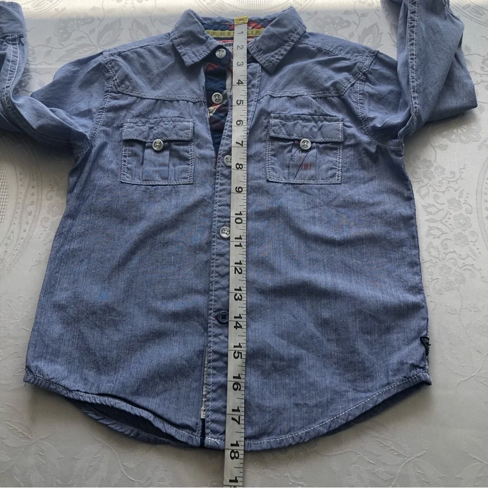 Guess Blue Jeans Denim Button-Up Shirt Boys Size S (4) Long Sleeves Collared - Picture 5 of 15